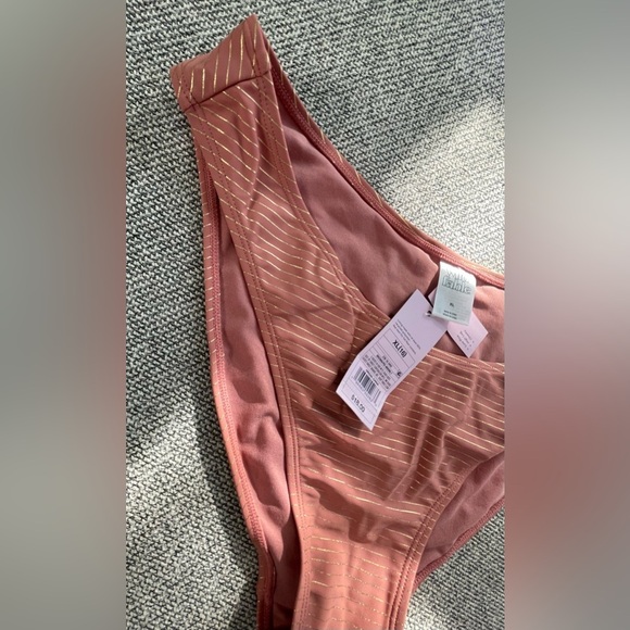 Pink Bikini Bottom with Gold Stripes - Picture 7 of 14